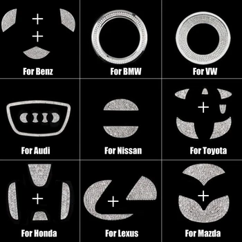 

Bling Crystal Diamond Rhinestone Car Sticker for Steering Wheel Logo Trim Emblem Badge Decals interior Decor E9