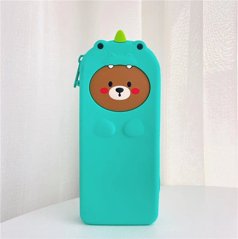 flat pencil case Пеналы для карандашей для мальчиков и девочек симпатичный силиконовый Карандаш сумка, школьные принадлежности канцелярские мешок Kawaii пенал для карандашей с ультратонким стержнем - Цвет: flat pencil case