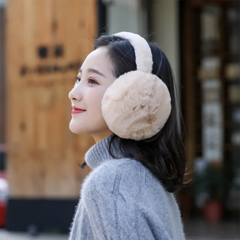 Наушники женские зимние теплые мягкие толстые однотонные простые женские с ушками теплые в Корейском стиле универсальные шикарные модные