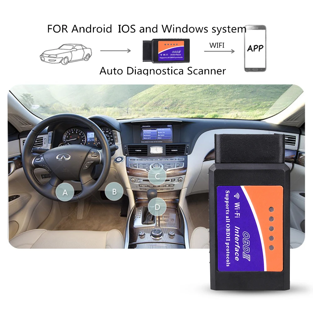 Rovtop ELM327 V1.5 Wifi OBD 2 OBD2 ELM 327 без чипа PIC18F25K80 автомобильный диагностический инструмент OBDII для Android, IOS, Windows system Z2