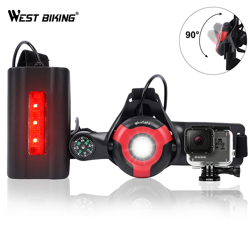 

WEST BIKING Upgrade Sport Running Lights LED Night Safe Running Flashlight Warning Lights USB Charge Chest Lamp For Cycling
