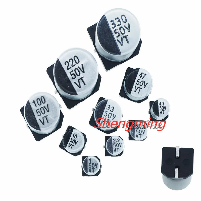 10 шт. ~ 50 в 1 мкФ 2 3 47 100 220 330 470 1000 Ф SMD алюминиевый электролитический конденсатор |