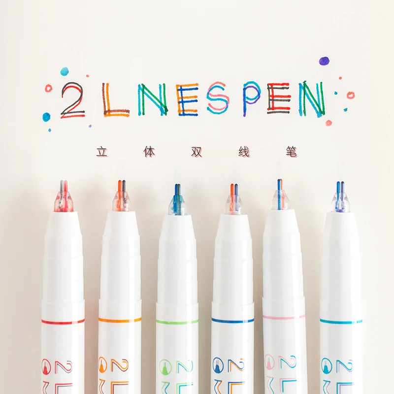 Mvacup Creative 3D Double-line Pen Hand Account Art Drawing Color Student with Marker Remark Kawaii Stationery |