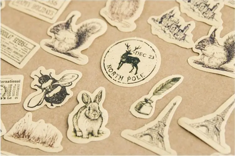 1 коробка Kawaii животные кролик лиса наклейки милые деревья Сделай Сам декоративные Скрапбукинг Стикеры для заметок канцелярские подарки 06480