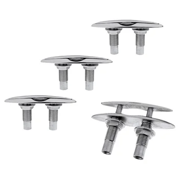 

4x Heavy Duty 6 inch Stainless Steel Boat Pull Up/Pop Up Cleat Lift Flush Mount