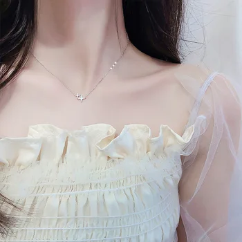 

925 Sterling Silver Stars Pedent Necklace Zircon Rhinestones Drop Necklace for Women Wedding Gift Fashion Jewelry Accessories