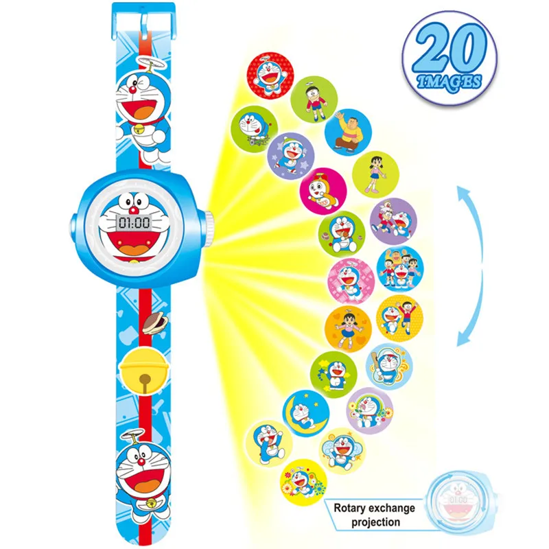 Новинка 2021 детские часы с 3D проекцией модные Doraemon мультяшным рисунком цифровые