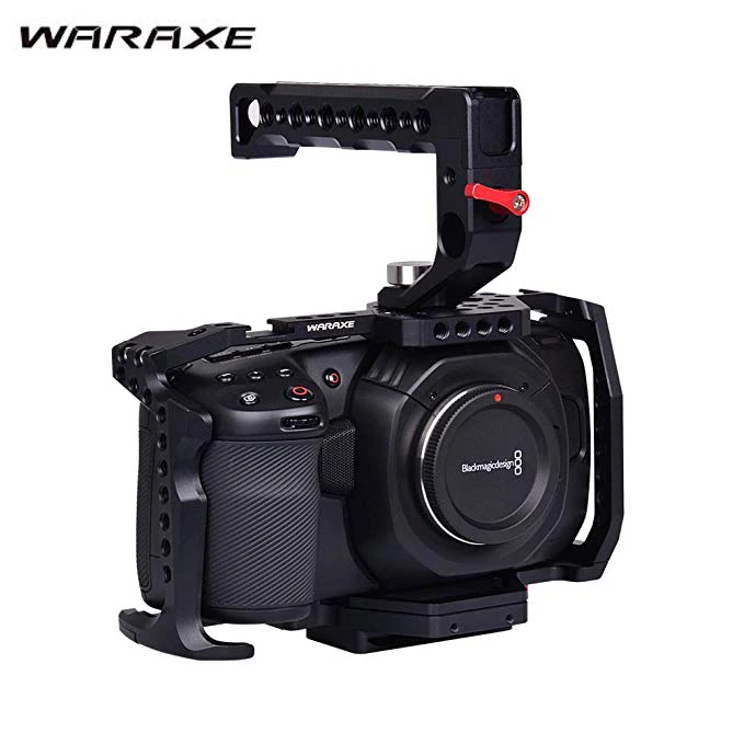 WARAXE BMPCC 4k реечная оснастка корзины w QR Системы холодным башмаком с ручкой сверху рукоятка с пружинным зажимом 15 мм Камера защищены для blackmagic Design pk Tilta