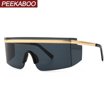 

Peekaboo huge one piece goggle sunglasses men rimless metal shield oversized sun glasses female male windproof uv400 summer