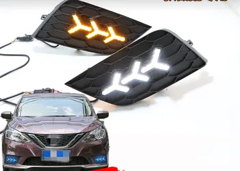 

Fast delivery Led daytime running lights+moving turn signal+blue night mode+remote control for Nissan sylphy 2016-2018