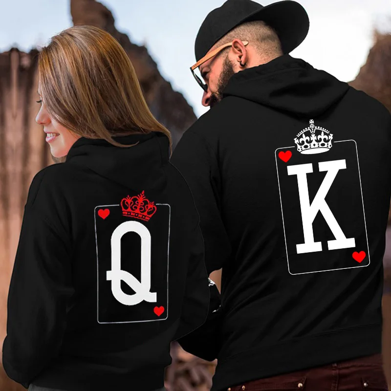 QUEEN KING Poker толстовки для пар осень зима для женщин мужчин хараджуку свитшот с капюшоном женский длинный рукав повседневные Пуловеры Топы