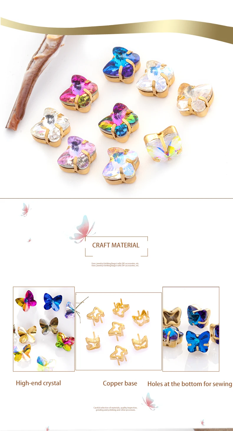 Astrobox Butterfly With Claw Rhinestone Crystal stones DIY Jewelry Making Loose Beads DIY Clothing & Accessories Clothing Shoes