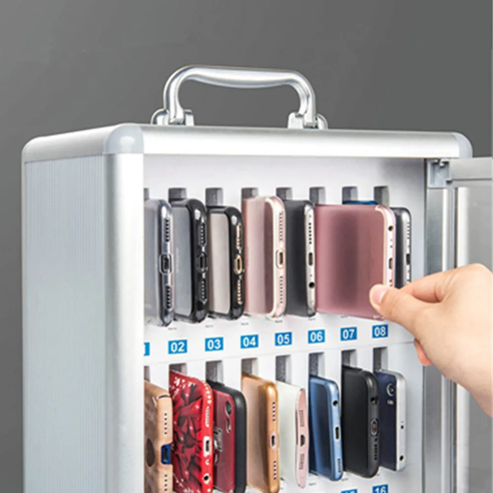 Mobile phone safe box with lock aluminum alloy ABS portable school army meeting storage cabinet storage toolbox wall suitcase
