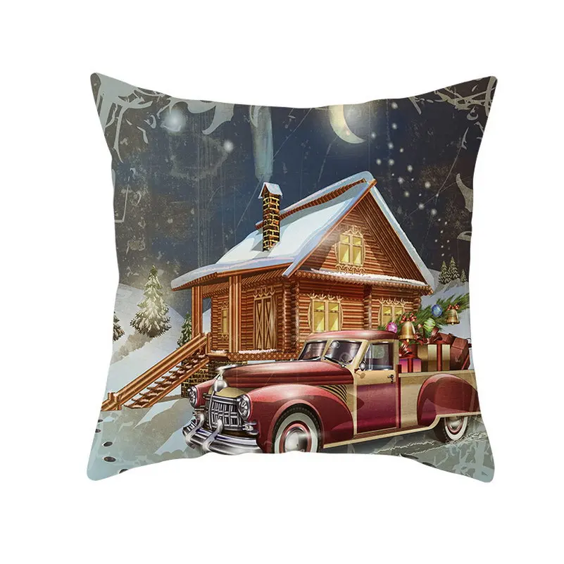 Веселая Рождественская Реалистичная пейзажная наволочка из полиэстера мягкая удобная подушка для дивана наволочка для украшения дома - Цвет: 8