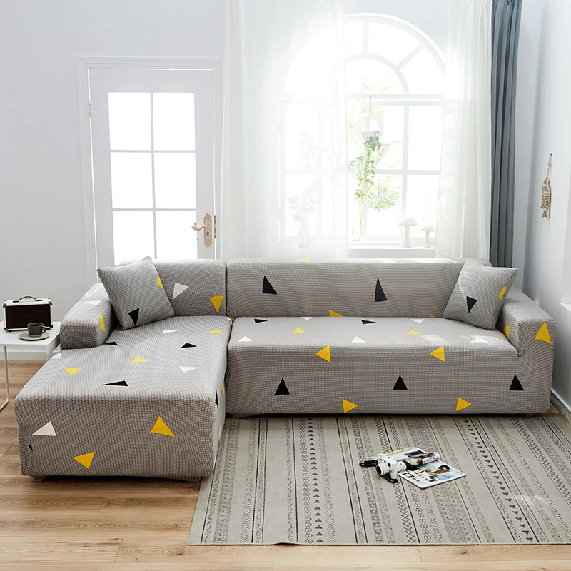 L-Shaped Sofa Cover Corner Sofa Slipcovers Elastic Chaise Cover 1/2/3/4 Seater Stretch Sectional Couch Armchair Cover Protector