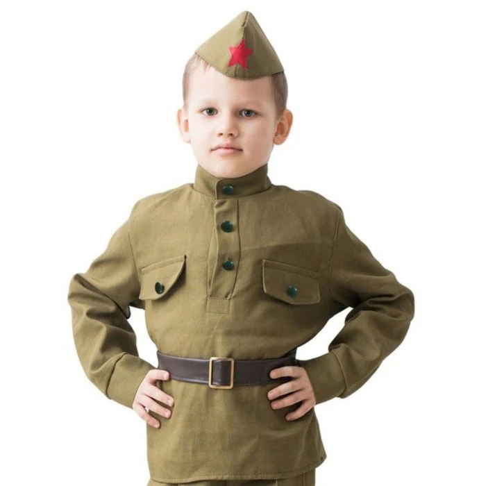 Костюм военного "Солдат", гимнастёрка, ремень, пилотка