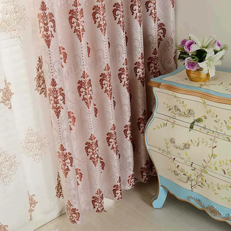 

Bright Silk Blackout European-style Tidbit Curtain Cloth Living Room Balcony Bedroom Study Curtain Matching Window Screen