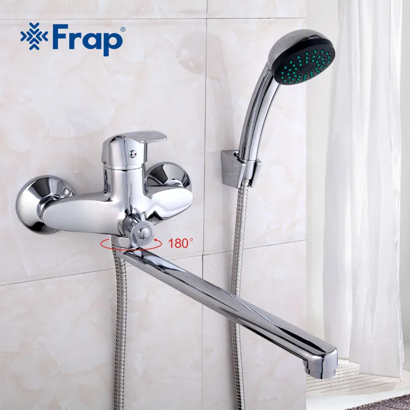 FRAP A set 30cm length outlet rotated Brass body Bathroom shower faucet Four handle options Bathtub Faucet bath water mixer