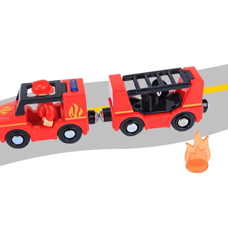 Children's Acoustic Electric Simulation Fire Truck Puzzle Magnet Car Model Compatible with Wood Track Magnetic Slot Toy | Игрушки и