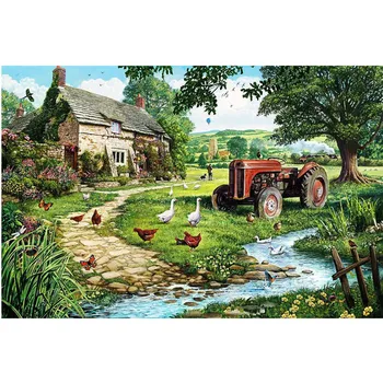 

Diy Diamond Painting Landscape Villa Country House Diamond Embroidery Full Round Mosaic Decoration Needle Gift