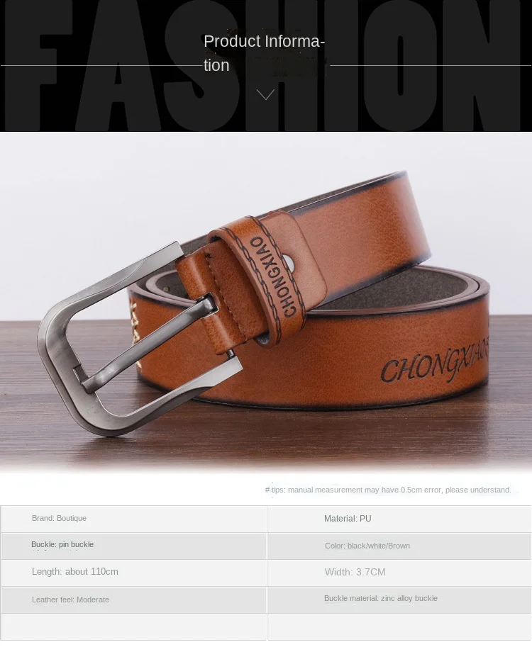 Korea New Leather Man Belt High Quality Buckle Jeans Cowskin Casual Business Cowboy Waistband Male Fashion Designer Belt for Men