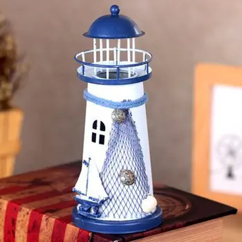 

New Iron Lighthouse Decorative Ornaments Figurine Nostalgic Ornaments Ocean Anchor for Home Desk Room Decoration Crafts
