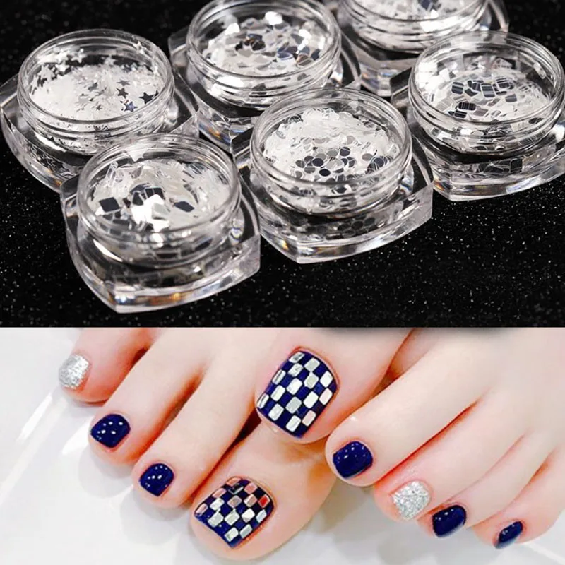 

WISHMETYOU NEW Mirror Surface Manicure Sequins Patch Rectangle Square Circular DIY Silvery Paillettes Decorative Beauty Makeup
