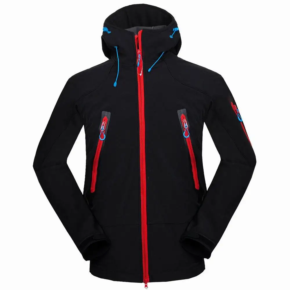 Зимняя мужская ветровка с защитой от ультрафиолета, водонепроницаемая теплая куртка для альпинизма, Спортивная флисовая дышащая куртка с защитой от ультрафиолета, SA-8 - Цвет: black