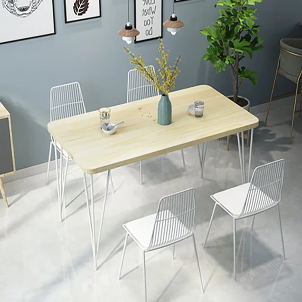 Nordic solid wood dining table home simple rectangular cafe restaurant wrought iron leisure | Мебель