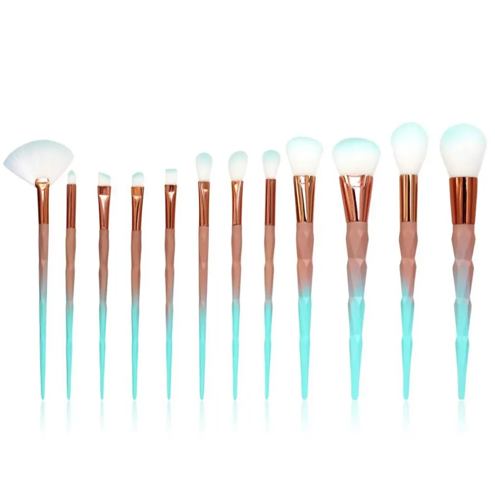

12 Pcs Electroplated Diamond Pattern Makeup Brush Set Foundation Eyeliner Blush Makeup Concealer Brush Facial Makeup Brush Tool