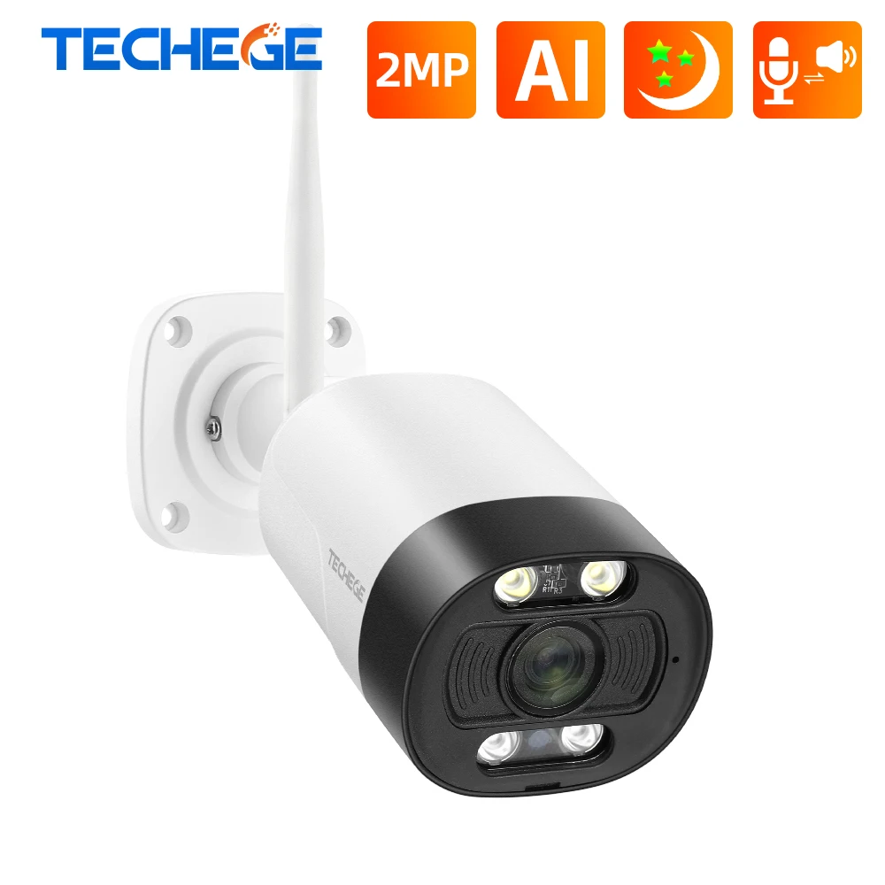 Techage 1080P Wi-Fi Камера Смарт Ai полный Цвет Ночное видение Беспроводной IP