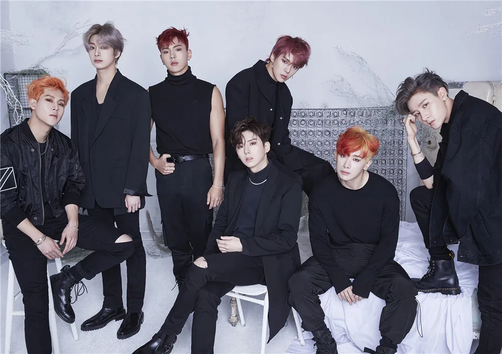 Серый Monsta X Kpop плакаты высокой четкости украшения для дома и офиса глянцевые бумажные принты оптом - Цвет: Серый