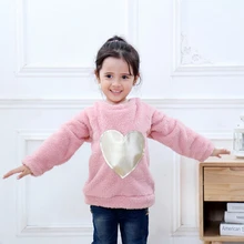 Детский зимний свитер для маленьких девочек топы, толстый теплый мягкий пуловер с длинными рукавами и принтом сердца модная детская одежда для маленьких девочек