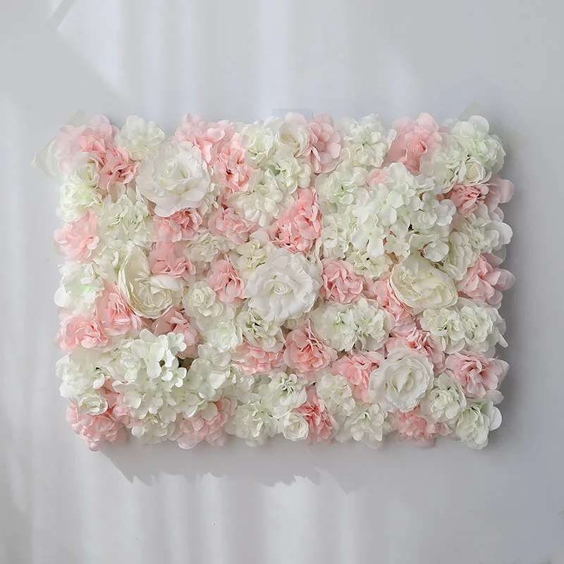 10 шт./лот, свадебные декоративные белые Искусственные розы, шелковые цветы, свадебный 3D цветок, настенный фон, сценическое украшение, 40x60 см - Цвет: white pink flower