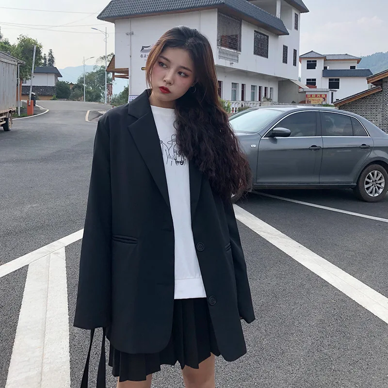 

Photo Shoot Net Price 2019 New Style Korean-style Loose-Fit Solid Color Retro Casual Suit Jacket