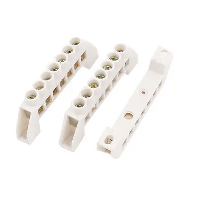 

White Plastic Single Row 7 Position Wire Connector Screw Terminal Block 3pcs