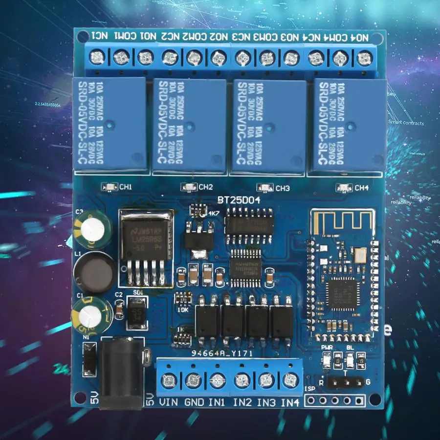 

4 Channels Wifi Relay Module Multi-function Control Module Phone Wireless Remote Control Switch Compatible with Bluetooth