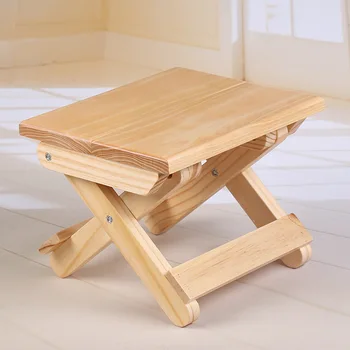 

Pine folding stool portable household solid wood seat outdoor fishing chair small bench square stool children's furnitureLB10142