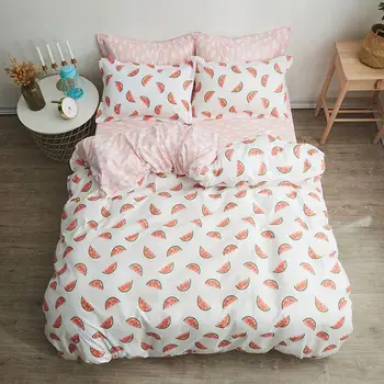 

4pcs Watermelon Printed Fruit Girl Kids Bed Cover Set Duvet Cover Adult Child Bed Sheet Pillowcase Comforter Bedding Set 61003