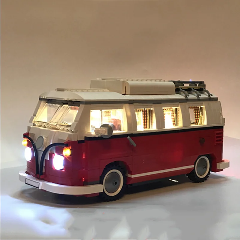 

City Classic Toy Car LED Light 21001 21002 Creator Mini Cooper T1 Camper Van Technic Car Building Blocks Vehicles Kid Toys Gifts