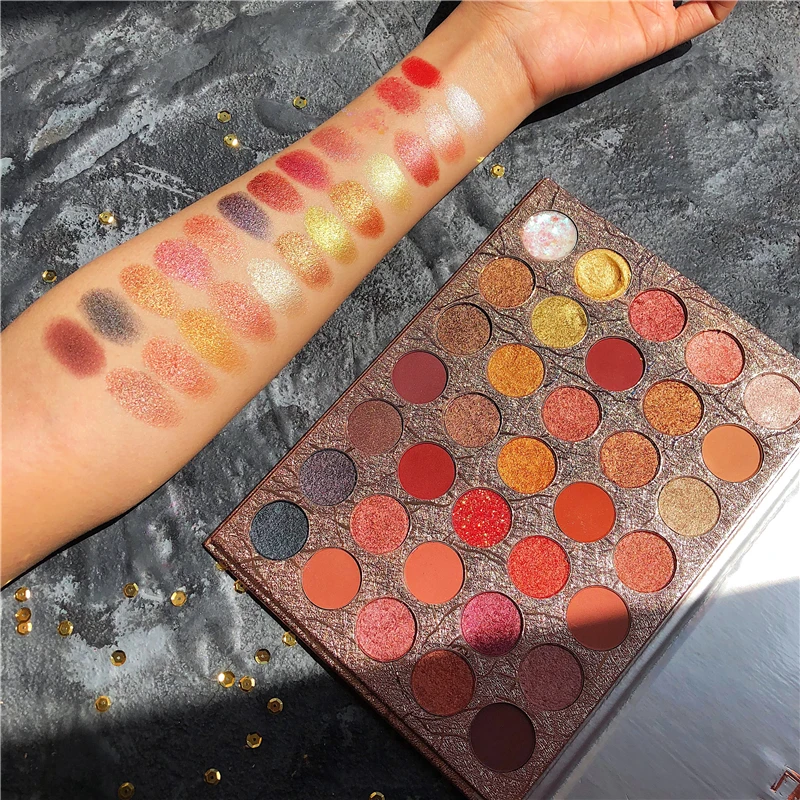 Coco Venus Eyeshadow Palette 35 Color Shimmer Matte Glitter Pallete Metallic Creamy Pigmented Nude Makeup |