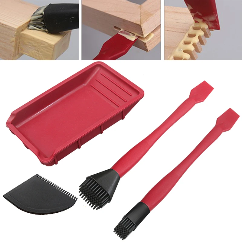 4Pc/set Manual Gluer Woodworking Glue brush tool kit Soft Silicone glue