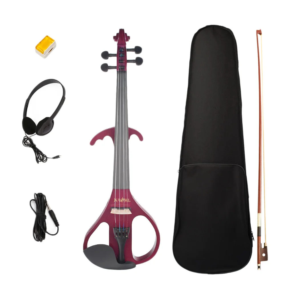 

4/4 Full Size Electric Silent Violin Kit with Bow Rossin Headphone Bag Cable