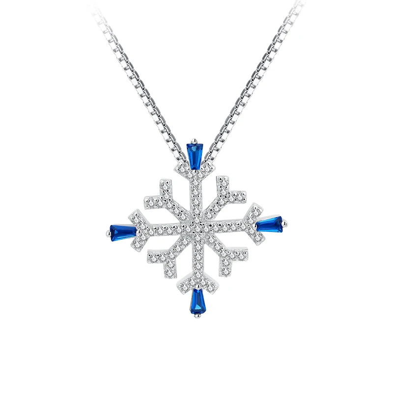 SA SILVERAGE холодное 925 пробы Серебряное синее ожерелье со снежинками Женская цепочка ожерелье женское S925 ожерелье женское чистое серебро
