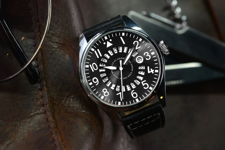 Airplane Sports Military Blue Dial Pilot Calendar Men Wristwatch Chronograph Fashion Casual Brand Army Brown Leather Watches