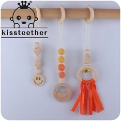 Kissteether Baby Toys Wooden Hanging Mobile Bed Holder Pendant Stroller Baby Toy Bell Wood Rattle Ring Newborn Educational Toy