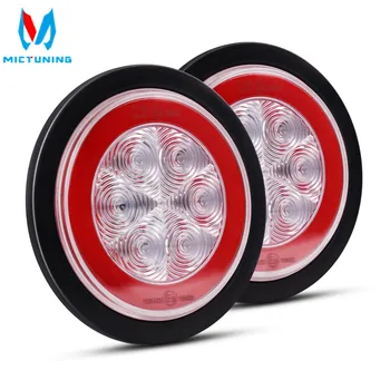 

MICTUNING 2Pcs 5" LED Round Trailer Tail Light Kit - Amber Red Stop Turn Brake Light Kit for Car RV Truck Trailer Boat Lighting