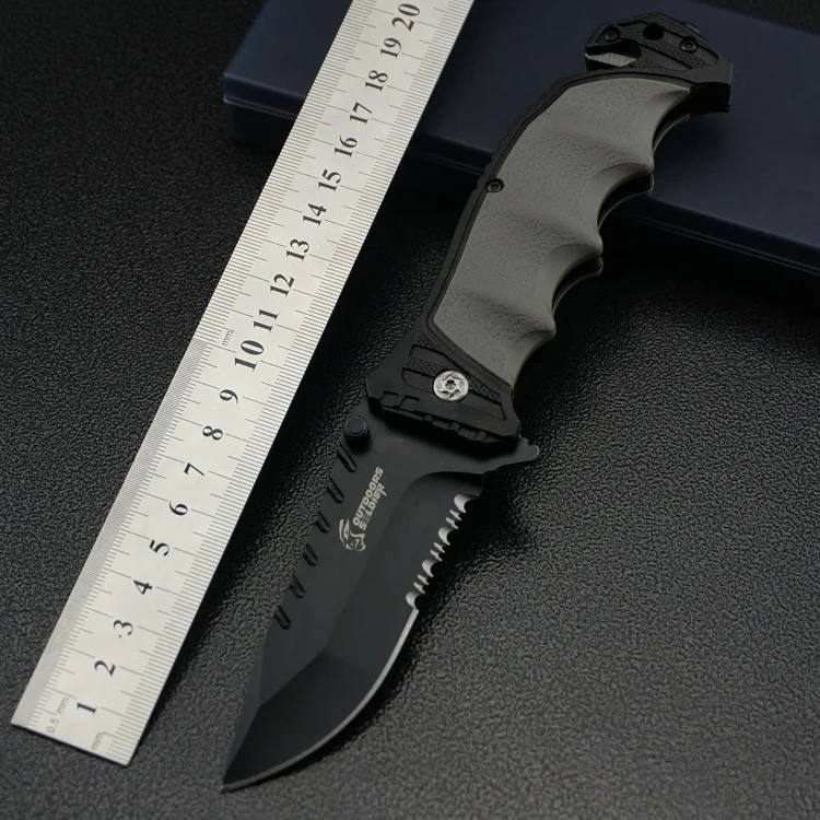 Высокопрочный нож складной карманный нож тактический нож открытый складной нож военные Многофункциональные ножи острые - Цвет: Black half a tooth
