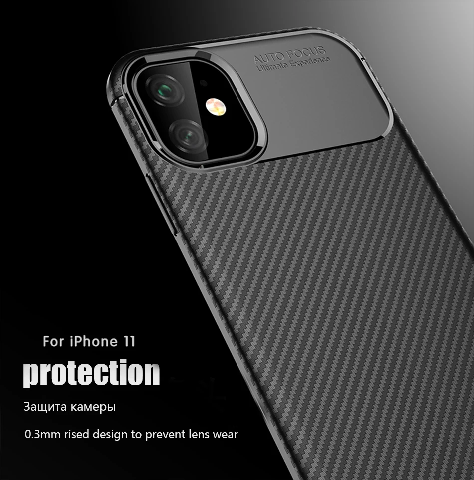 Для Apple Iphone 11 pro Чехол для телефона анти-осенний чистый цвет углеродного волокна TPU Iphone 11 pro max Мягкий защитный чехол оболочка