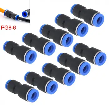 

10PCS 8MM 6MM PG8-6 Plastic Straight Through Quick Connector Pneumatic Insertion Air Tube